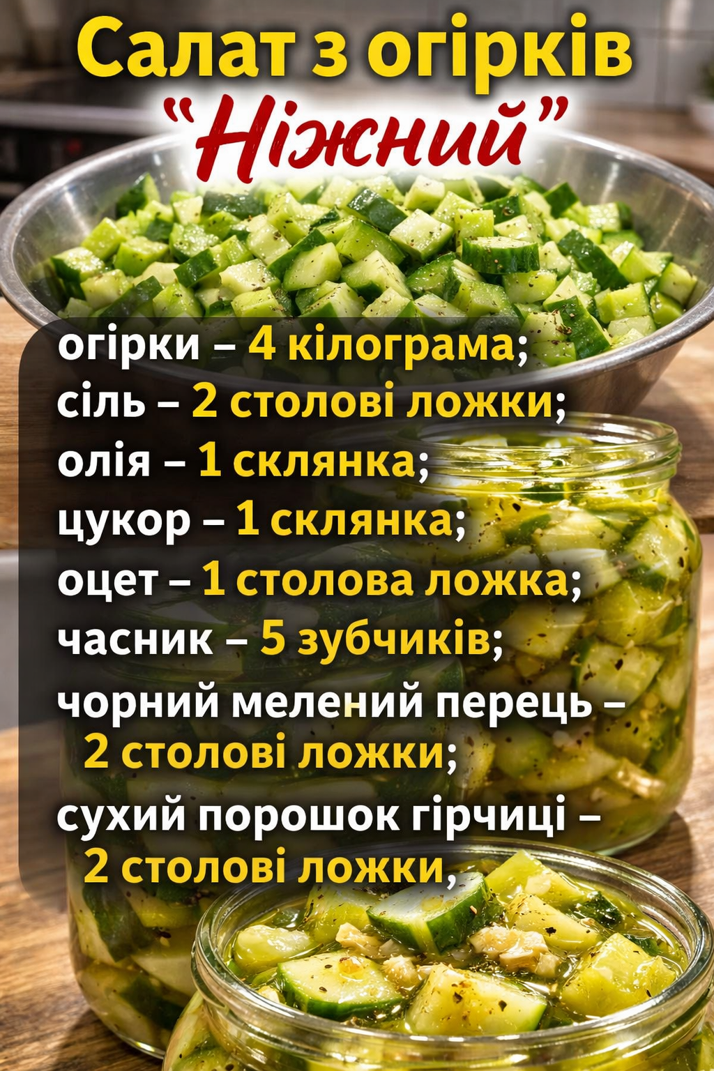 Салат з огірків “Ніжний”, смачний – пальчики оближеш