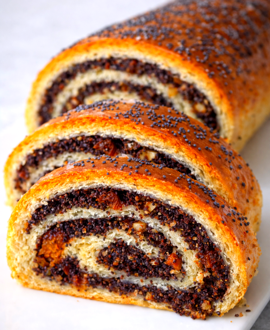 Маковий рулет до чаю: завдяки випіканню в папері, тісто ніжне і просто тане в роті, а начинка має багату палітру смаків і ароматів