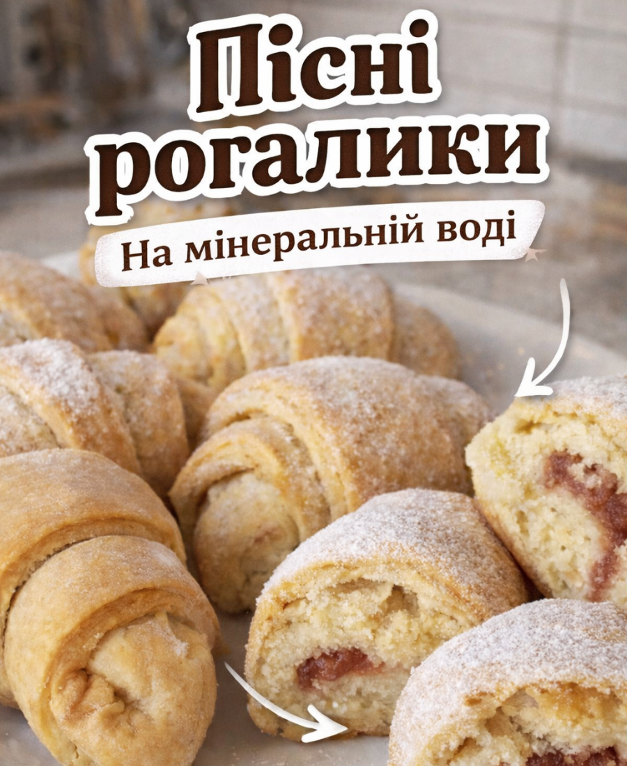 Пісні рогалики на мінеральній воді: дуже смачні, в міру солодкі, хрусткі, ну просто неймовірно хороший актуальний рецепт – швидко, просто, бюджетно