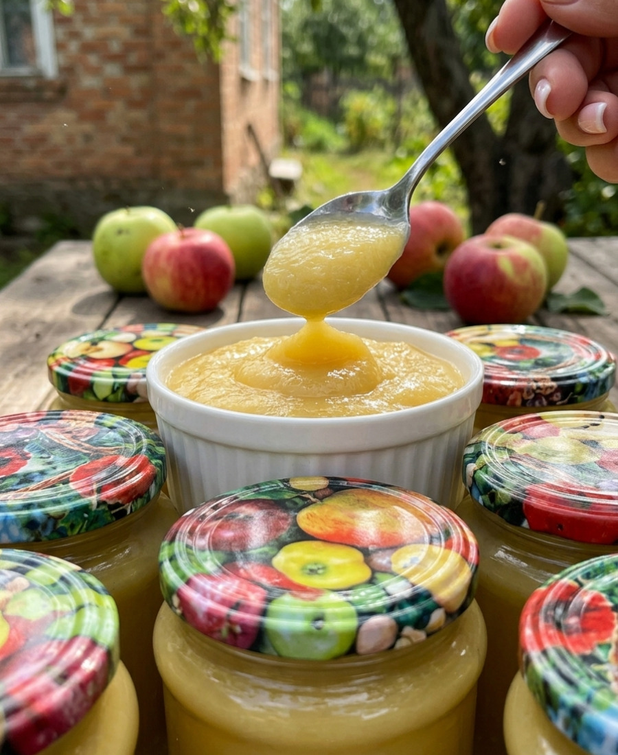 Яблучне пюре «Ніженка» зі згущеним молоком на зиму: ідеально з млинцями, оладками і діткам на перекус