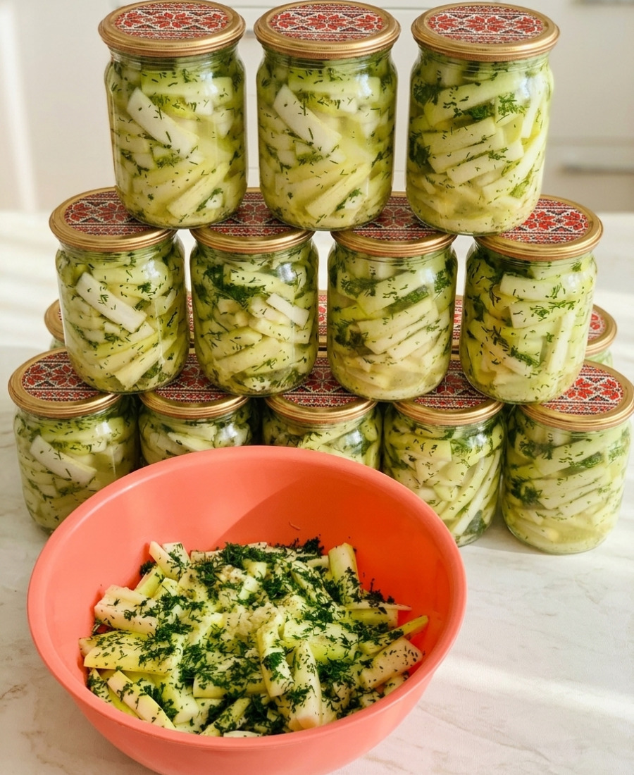 Кабачки як гриби: смачна закуска на зиму, кабачки, просочені соком часнику і заправлені кропом з перцем