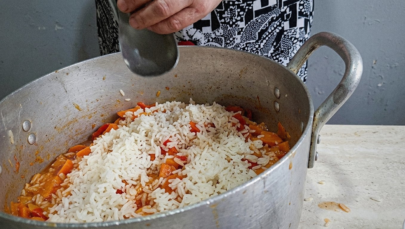 банки з овочевим салатом, які наповнюються, на столі