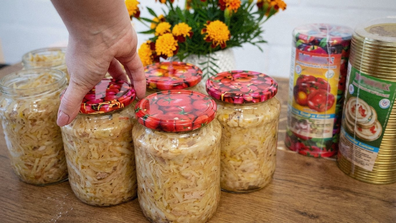 закладка суміші в банки, кришки та банки на столі